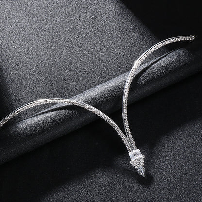 Gold Alloy Body Chain For Women Featuring Crystal Pattern With Electroplated Finish, Rhinestone Inlay Chest Jewelry