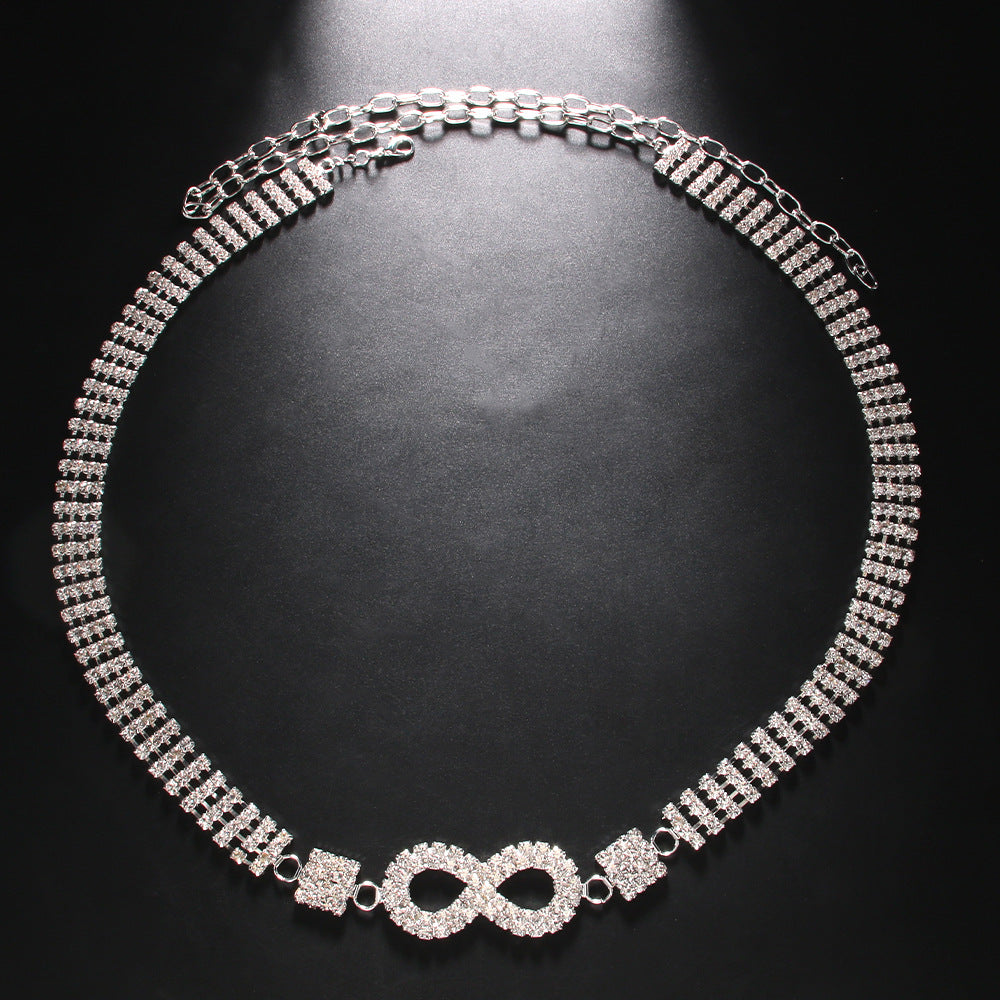 Geometric Alloy Body Chain For Women With Electroplated Finish And Rhinestone Inlay, Simple Style Jewelry Accessory