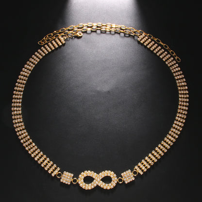 Geometric Alloy Body Chain For Women With Electroplated Finish And Rhinestone Inlay, Simple Style Jewelry Accessory