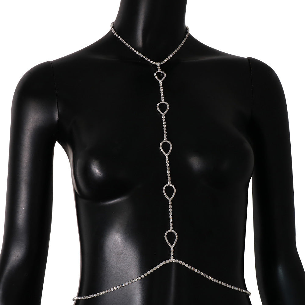 Simple Style Silver Alloy Body Chain For Women With Circle Pattern And Electroplated Finish, Featuring Artificial Gemstones