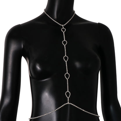 Simple Style Silver Alloy Body Chain For Women With Circle Pattern And Electroplated Finish, Featuring Artificial Gemstones