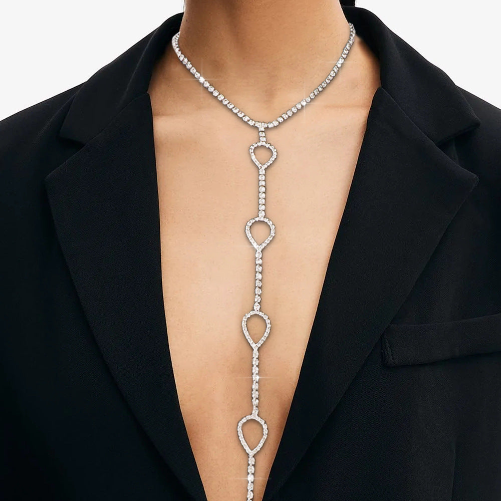 Simple Style Silver Alloy Body Chain For Women With Circle Pattern And Electroplated Finish, Featuring Artificial Gemstones