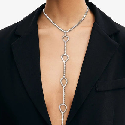 Simple Style Silver Alloy Body Chain For Women With Circle Pattern And Electroplated Finish, Featuring Artificial Gemstones