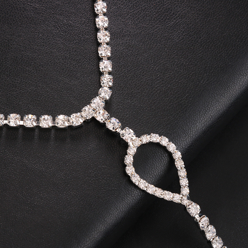 Simple Style Silver Alloy Body Chain For Women With Circle Pattern And Electroplated Finish, Featuring Artificial Gemstones