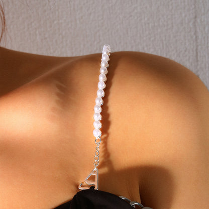 Simple Style Women’s Body Chain With Artificial Pearl Inlay, Electroplated Alloy Pearl Body Jewelry