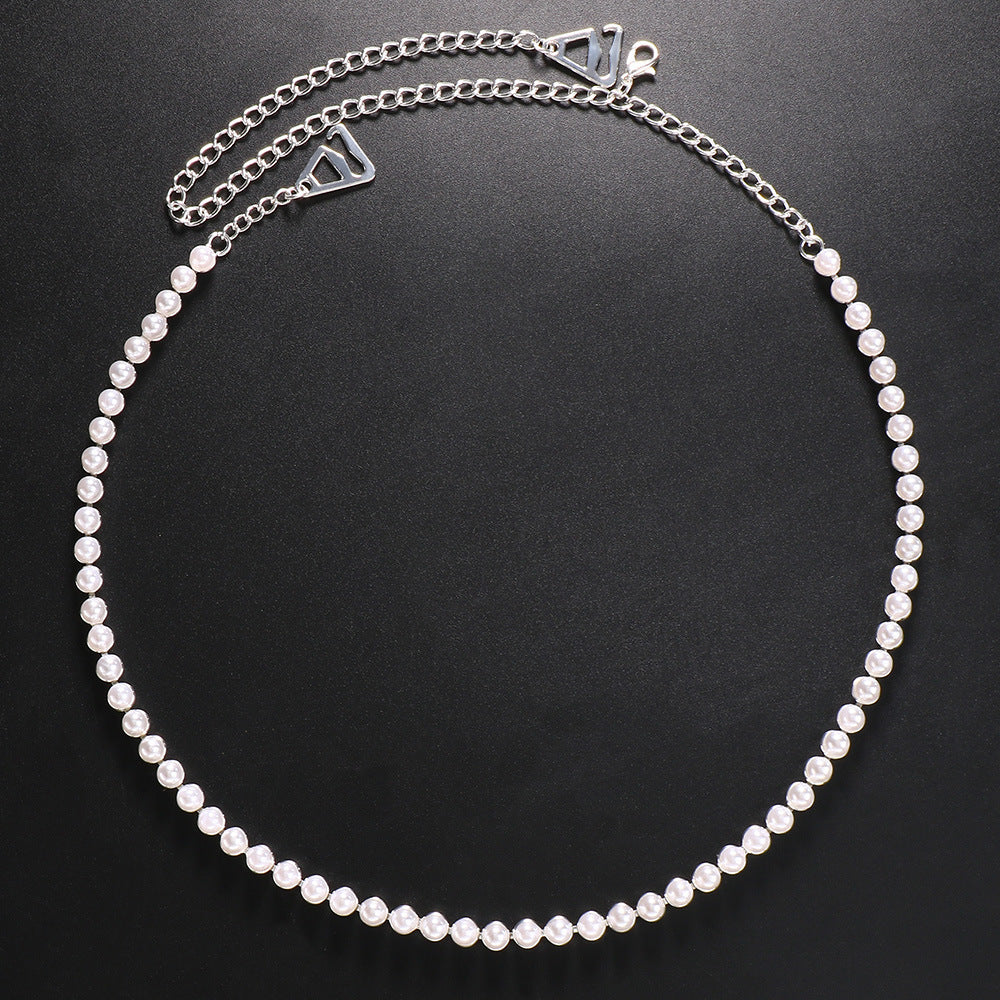 Simple Style Women’s Body Chain With Artificial Pearl Inlay, Electroplated Alloy Pearl Body Jewelry