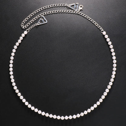 Simple Style Women’s Body Chain With Artificial Pearl Inlay, Electroplated Alloy Pearl Body Jewelry