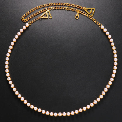 Simple Style Women’s Body Chain With Artificial Pearl Inlay, Electroplated Alloy Pearl Body Jewelry