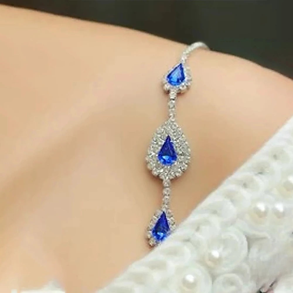Silver Alloy Body Chain For Women With Water Droplets Pattern And Electroplated Finish Featuring Rhinestones