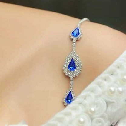 Silver Alloy Body Chain For Women With Water Droplets Pattern And Electroplated Finish Featuring Rhinestones