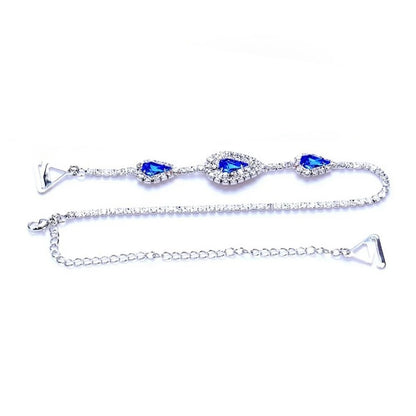 Silver Alloy Body Chain For Women With Water Droplets Pattern And Electroplated Finish Featuring Rhinestones