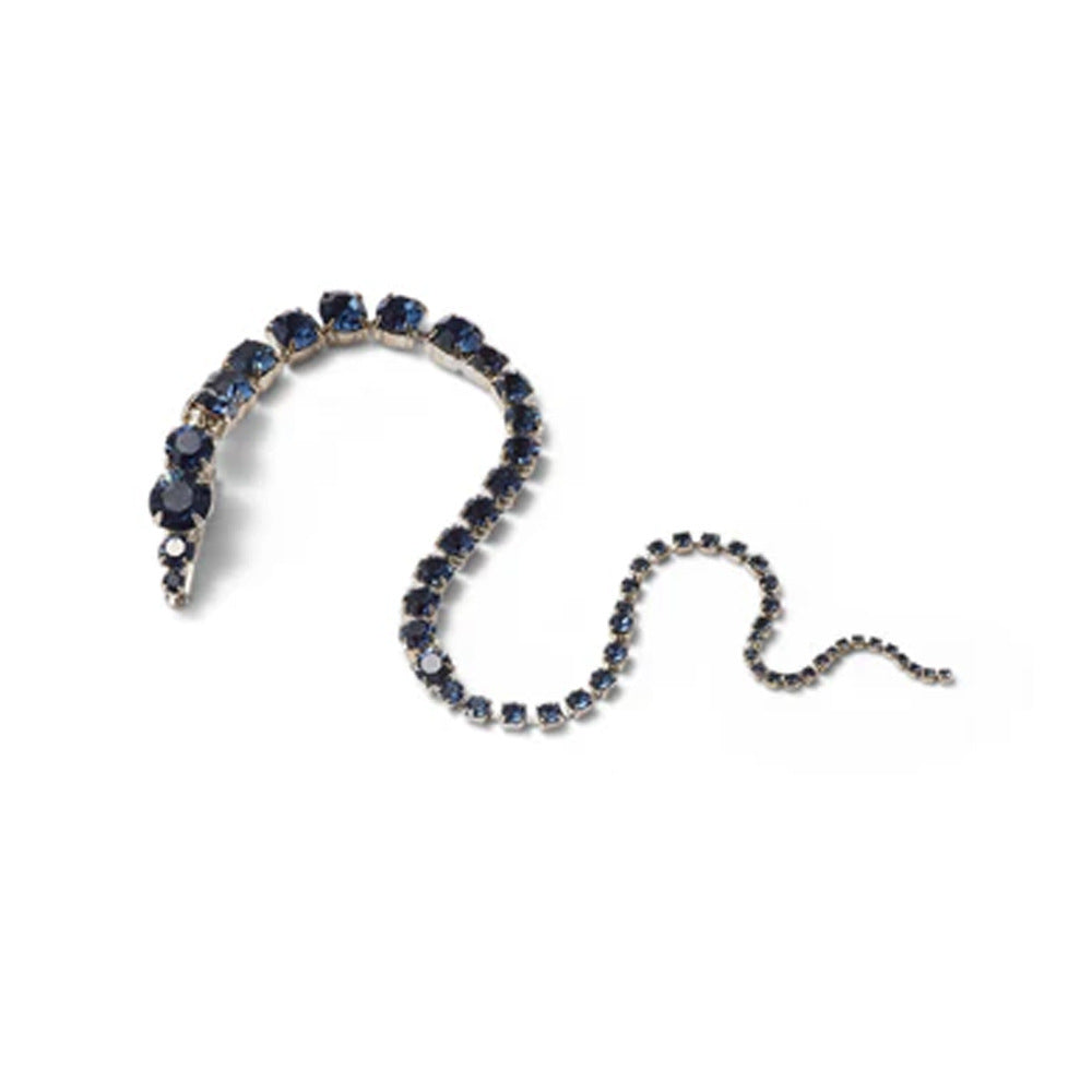 Ethnic Style Snake Hair Chain Insert Comb For Women With Rhinestones In Silver