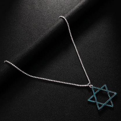 Geometric Alloy Pendant With Electroplated Gold Plating And Rhinestone Inlay In Silver