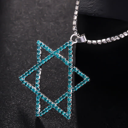 Geometric Alloy Pendant With Electroplated Gold Plating And Rhinestone Inlay In Silver