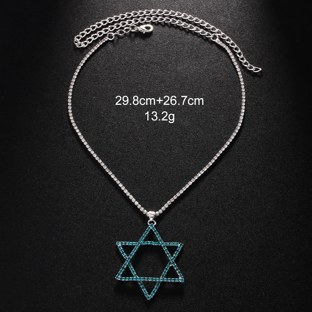 Geometric Alloy Pendant With Electroplated Gold Plating And Rhinestone Inlay In Silver