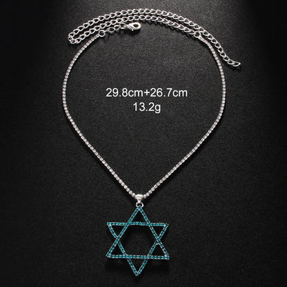 Geometric Alloy Pendant With Electroplated Gold Plating And Rhinestone Inlay In Silver