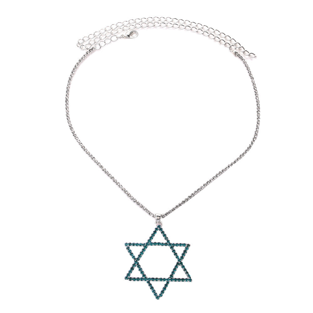 Geometric Alloy Pendant With Electroplated Gold Plating And Rhinestone Inlay In Silver