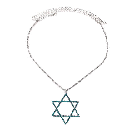 Geometric Alloy Pendant With Electroplated Gold Plating And Rhinestone Inlay In Silver