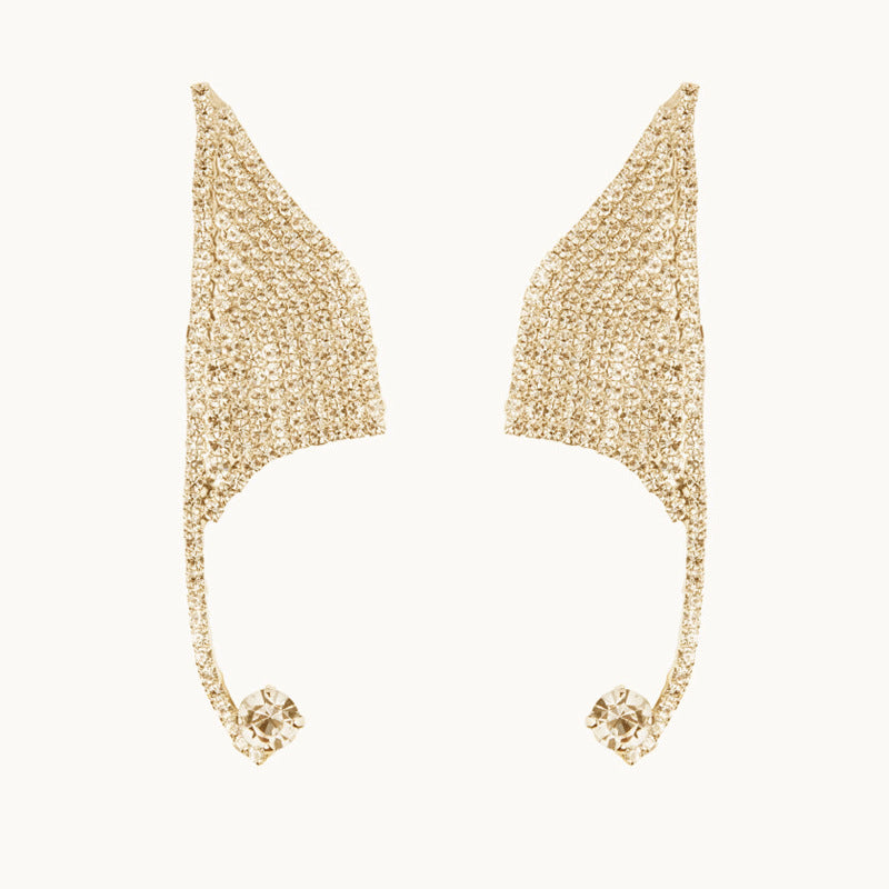 Geometric Silver Alloy Earrings With Rhinestones Featuring Electroplated Finish