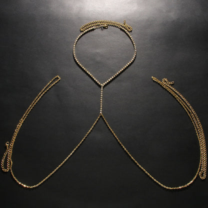 Metal Necklace With Rhinestone Pendant In Simple Style, Silver Color, Perfect For Bar Occasions