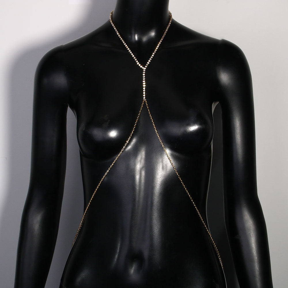 Metal Necklace With Rhinestone Pendant In Simple Style, Silver Color, Perfect For Bar Occasions