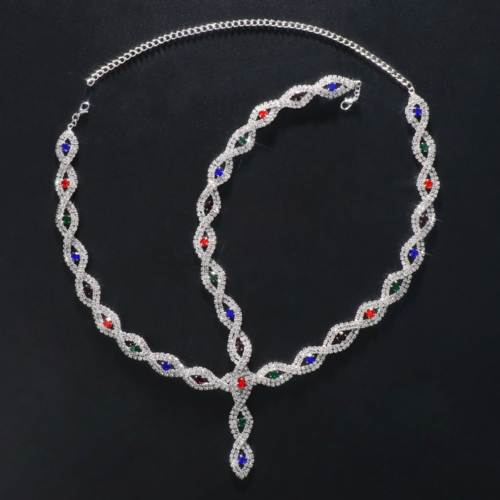 Devil's Eye Exaggerated Hair Chain Headband In Gold Alloy With Rhinestone Inlay