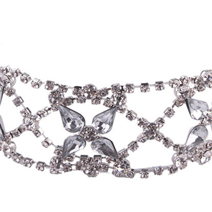 Petal Choker Necklace In Gold Alloy With Sparkling Rhinestone Inlay For Elegant Style