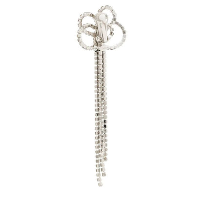 Silver Tassel Earrings For Women Featuring Alloy Craft With Rhinestone Inlay
