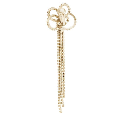 Silver Tassel Earrings For Women Featuring Alloy Craft With Rhinestone Inlay