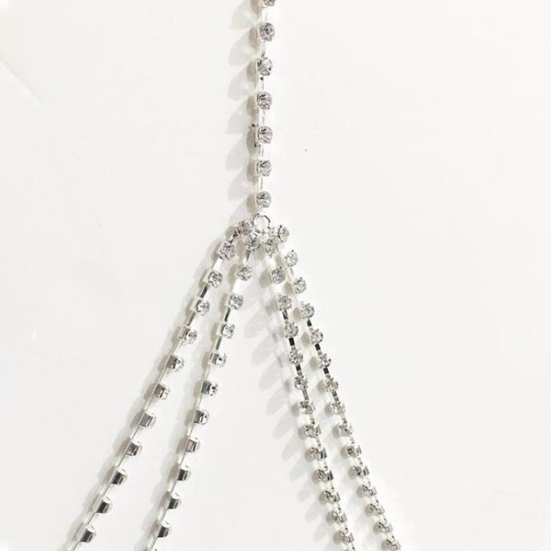 Women's Gold Body Chain With Geometric Pattern And Electroplated Alloy Featuring Rhinestones