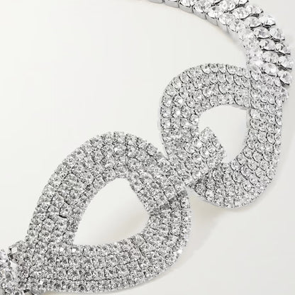 Electroplated Alloy Leaf Body Chain With Artificial Gemstones In Silver For Women