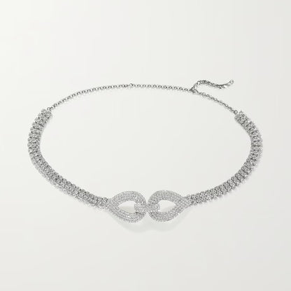 Electroplated Alloy Leaf Body Chain With Artificial Gemstones In Silver For Women