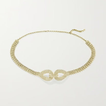 Electroplated Alloy Leaf Body Chain With Artificial Gemstones In Silver For Women