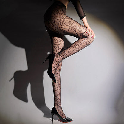 Sexy Solid Color Seamless Jacquard Pantyhose In Nylon Fabric, Suitable For All Seasons