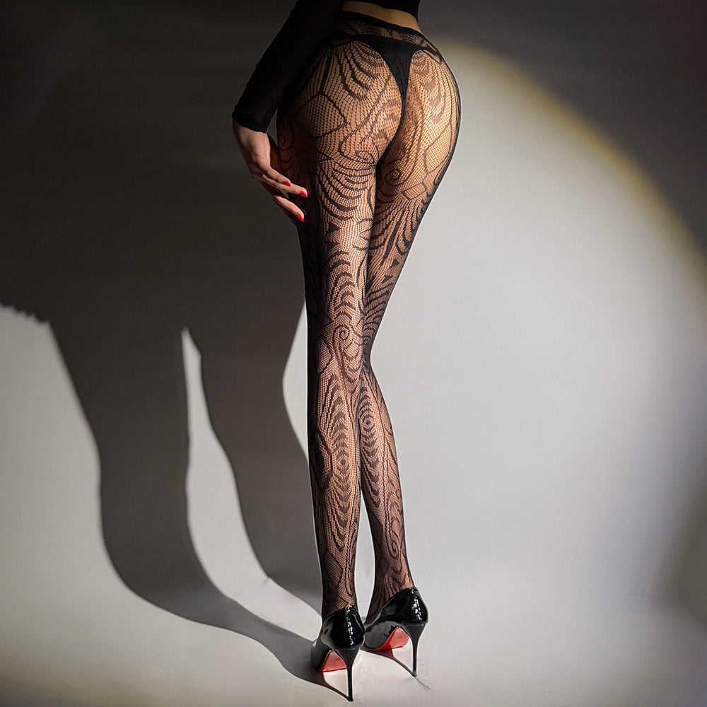 Sexy Solid Color Seamless Jacquard Pantyhose In Nylon Fabric, Suitable For All Seasons