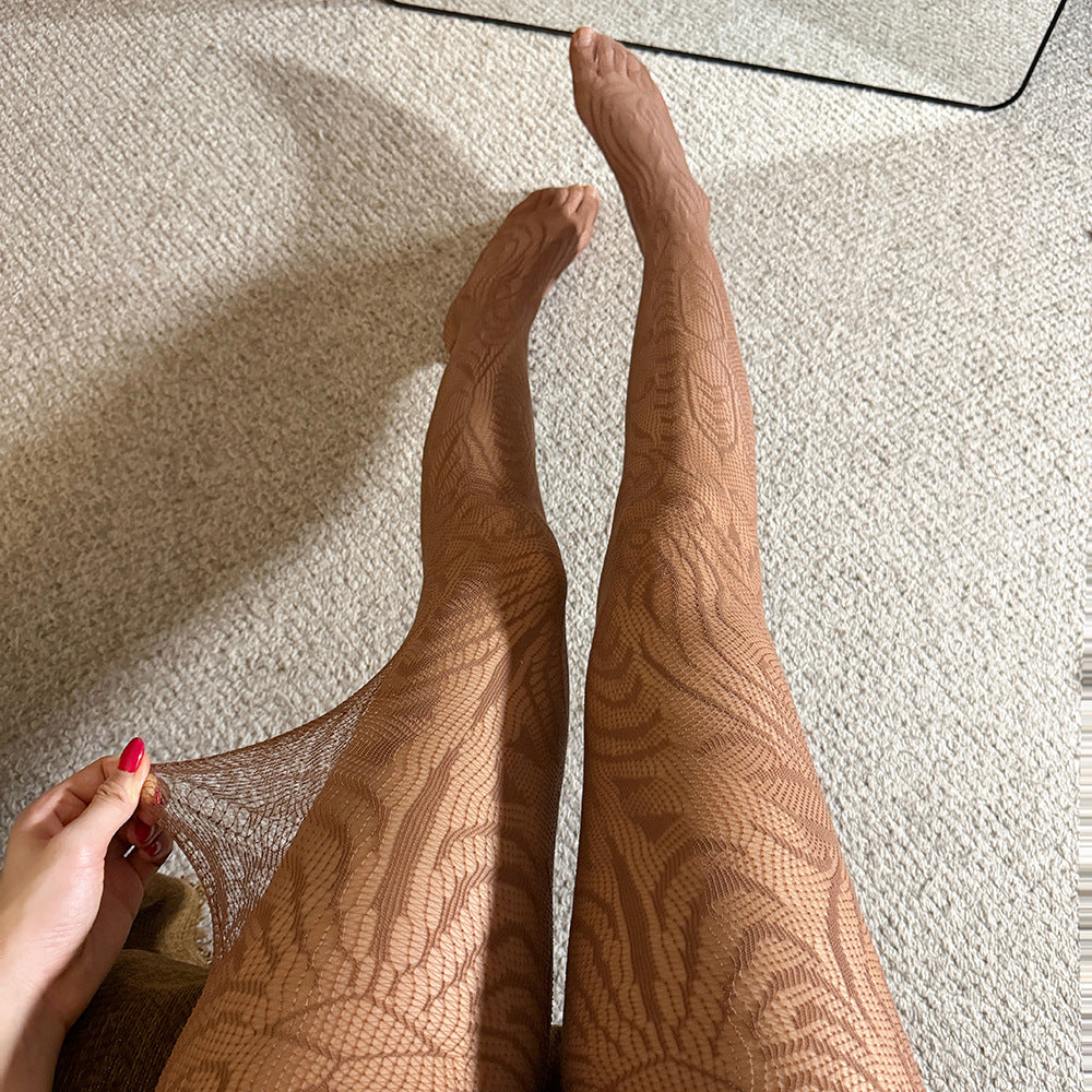 Sexy Solid Color Seamless Jacquard Pantyhose In Nylon Fabric, Suitable For All Seasons