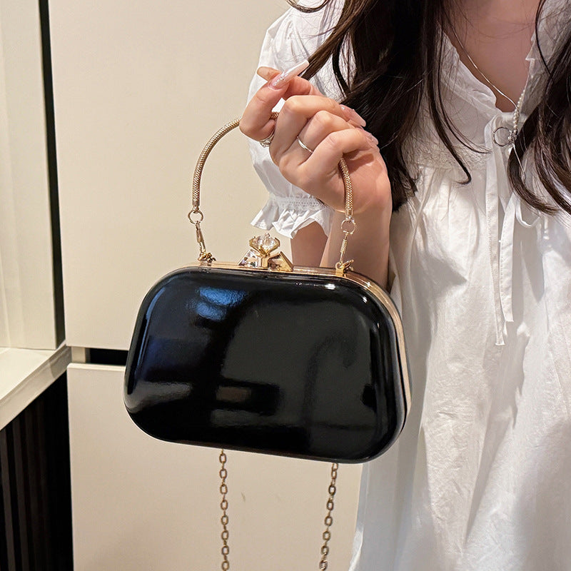 Solid Color PU Leather Evening Bag For Women With Chain Strap, Stylish Accessory For Spring And Summer