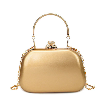 Solid Color PU Leather Evening Bag For Women With Chain Strap, Stylish Accessory For Spring And Summer