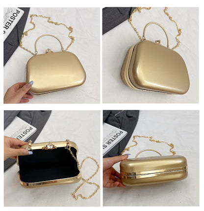 Solid Color PU Leather Evening Bag For Women With Chain Strap, Stylish Accessory For Spring And Summer