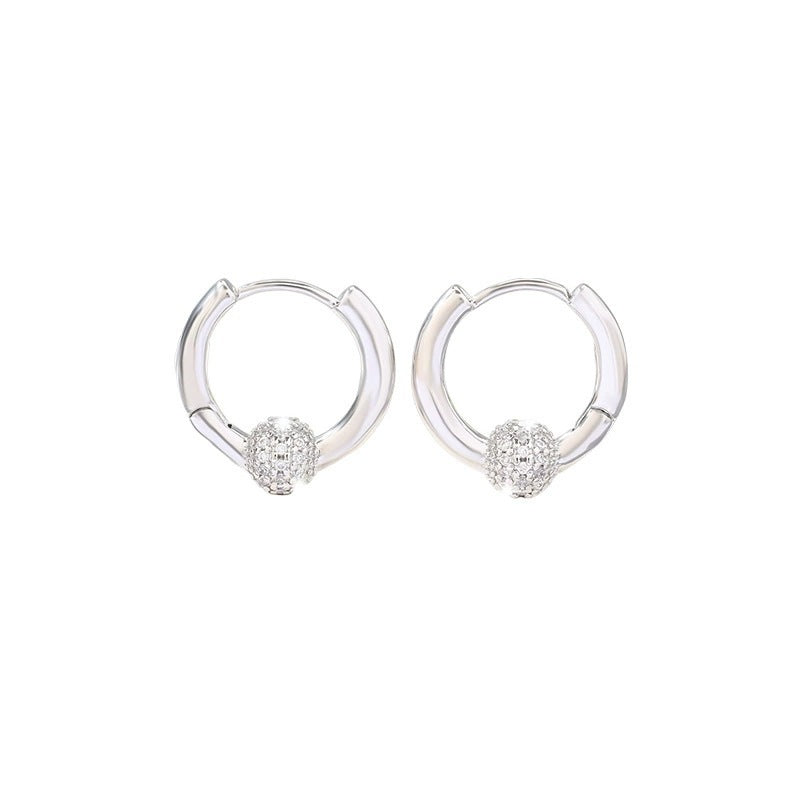 Irregular Earrings For Women With Electroplated Copper Ear Pins And Zircon Inlay Featuring Bezel Setting