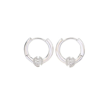 Irregular Earrings For Women With Electroplated Copper Ear Pins And Zircon Inlay Featuring Bezel Setting