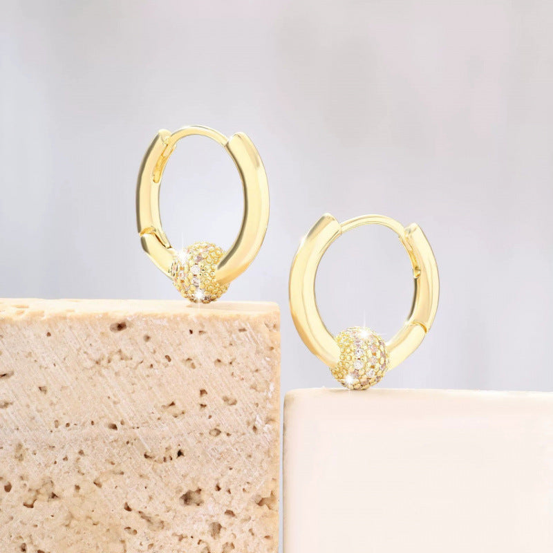 Irregular Earrings For Women With Electroplated Copper Ear Pins And Zircon Inlay Featuring Bezel Setting