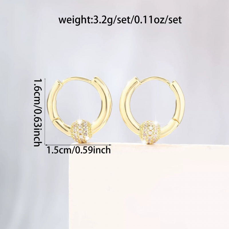 Irregular Earrings For Women With Electroplated Copper Ear Pins And Zircon Inlay Featuring Bezel Setting