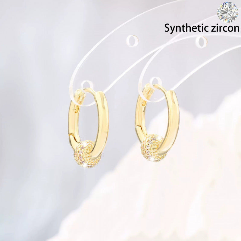 Irregular Earrings For Women With Electroplated Copper Ear Pins And Zircon Inlay Featuring Bezel Setting