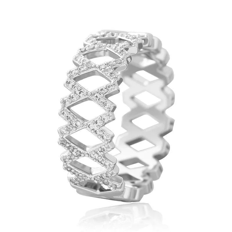 Sweet Lace Wide Band Ring For Women In Electroplated Copper Featuring Elegant Design