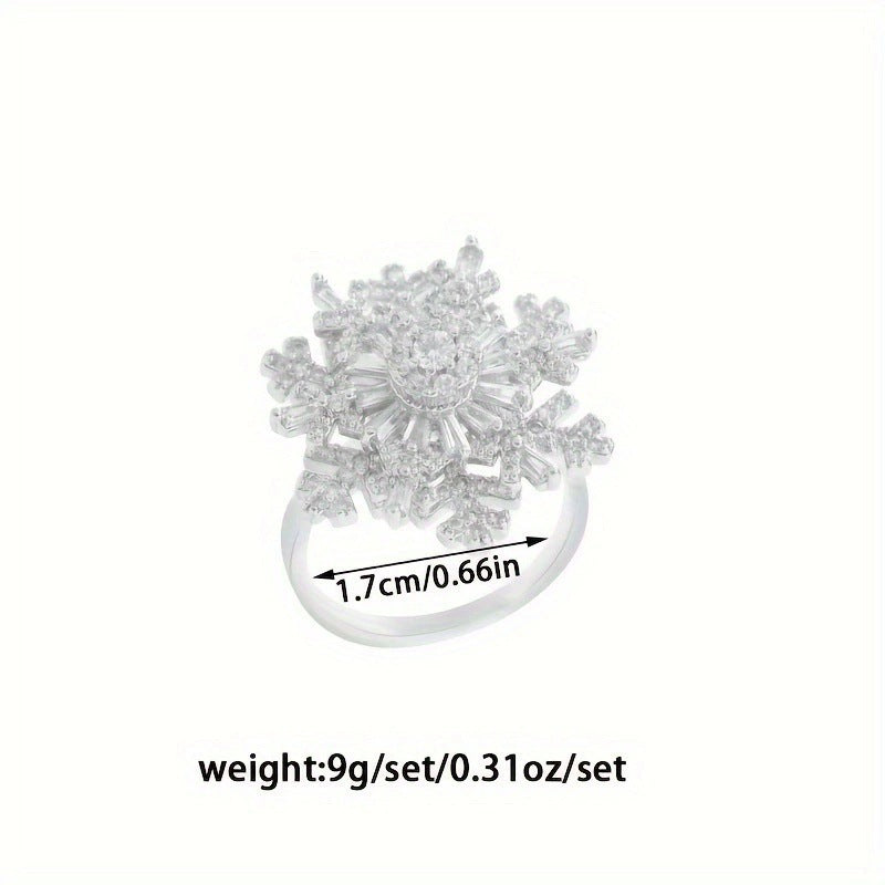 Rotatable Snowflake Earrings For Women In , Gold Copper Stud Earrings