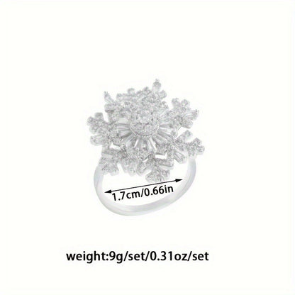Rotatable Snowflake Earrings For Women In , Gold Copper Stud Earrings