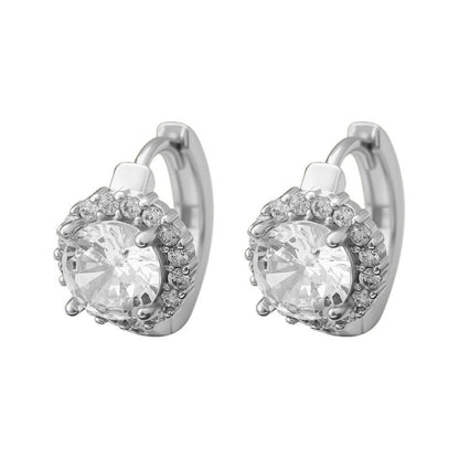 Flowers For Women Earrings With Copper Studs Featuring Bezel Setting And Zircon Inlay