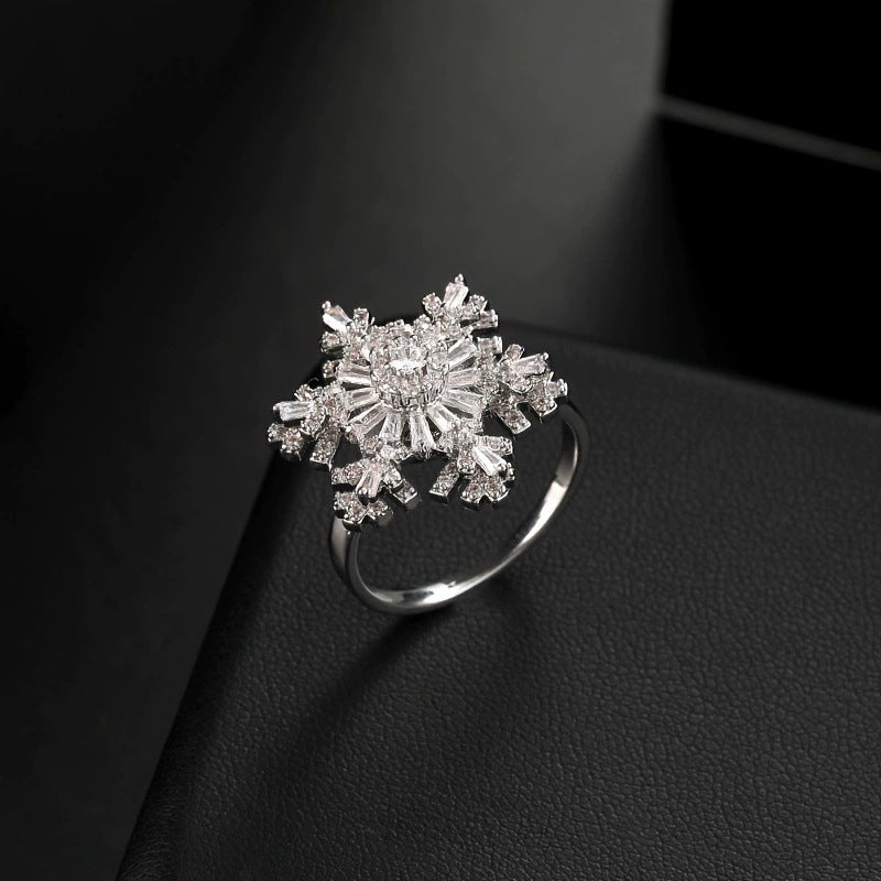 Rotatable Snowflake Earrings For Women In , Gold Copper Stud Earrings