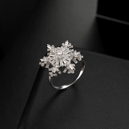 Rotatable Snowflake Earrings For Women In , Gold Copper Stud Earrings